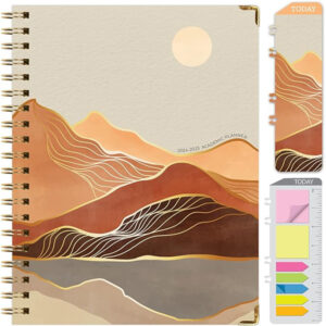 Academic Year 2024-2025 Planner: (June 2024 Through July 2025) 8.5"x11" Daily Weekly Monthly Planner Yearly Agenda. Bookmark, Pocket Folder and Sticky Note Set (Golden Desert)