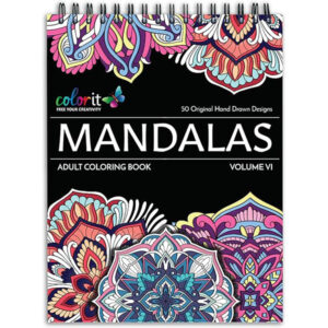 Mandalas Spiral Bound Adult Coloring Book, 50 Mandala Designs with Perforated Pages, Hardback Cover, Ink Blotter | for Arts and Crafts, Books Adults