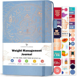 Weight Management Planner & Food Journal – Daily Diet & Health Journal with Weight Loss, Measurement & Exercise Trackers – Lifestyle & Nutrition Diary – Lasts 6 Months, A5 size – Periwinkle
