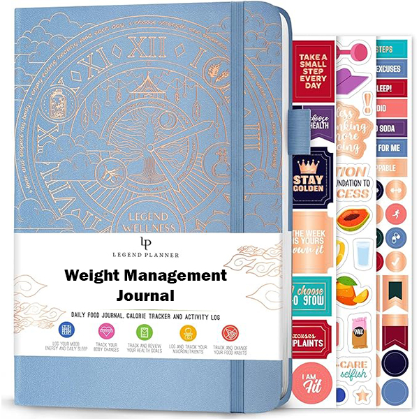 Weight Management Planner & Food Journal – Daily Diet & Health Journal with Weight Loss, Measurement & Exercise Trackers – Lifestyle & Nutrition Diary – Lasts 6 Months, A5 size – Periwinkle